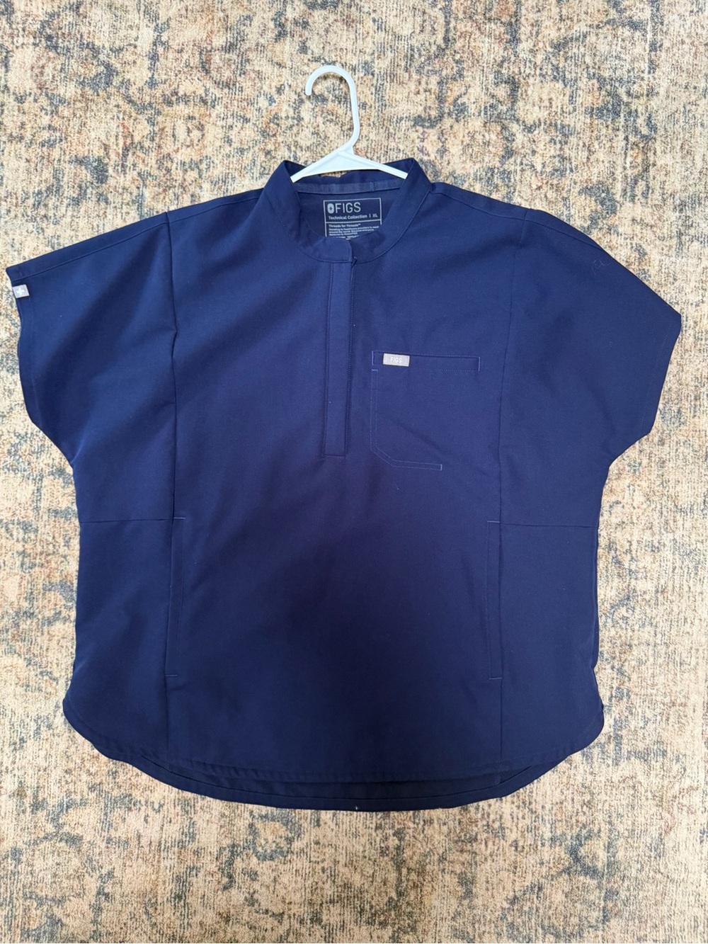 Figs Navy Short-Sleeve Medical Top with Chest Pocket